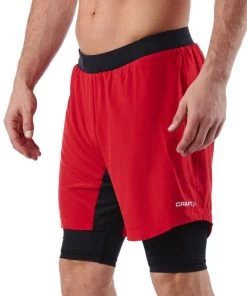 SPARTAN By CRAFT Pro Series 2-in-1 Short - Men's -Sports Fashion CRAFT Mens Pro Series 2 in 1 Short Red 2